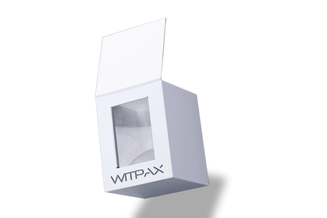 Flip-top box with window