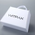 Trapezoidal book-style rigid box with straps