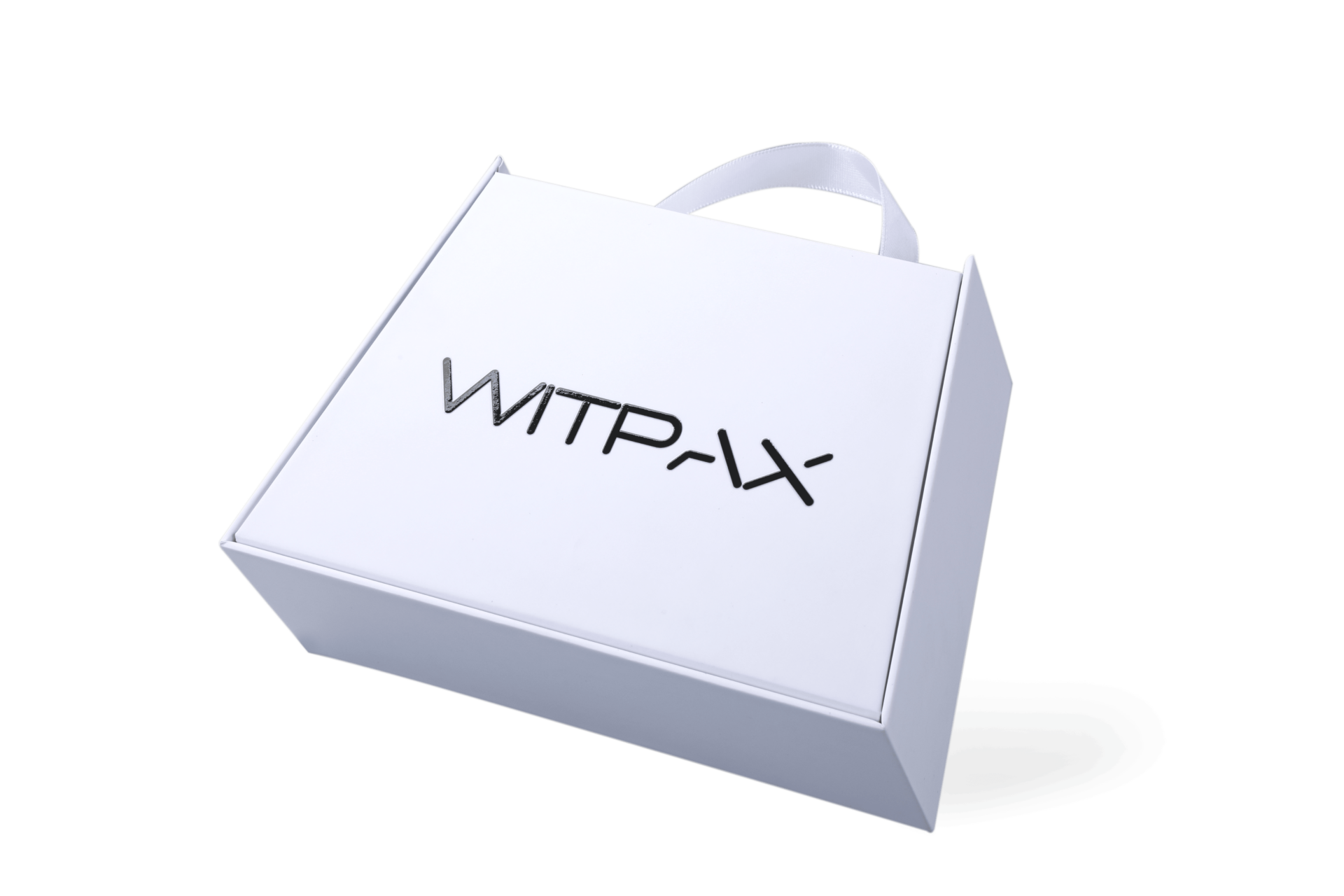 Trapezoidal book-style rigid box with straps