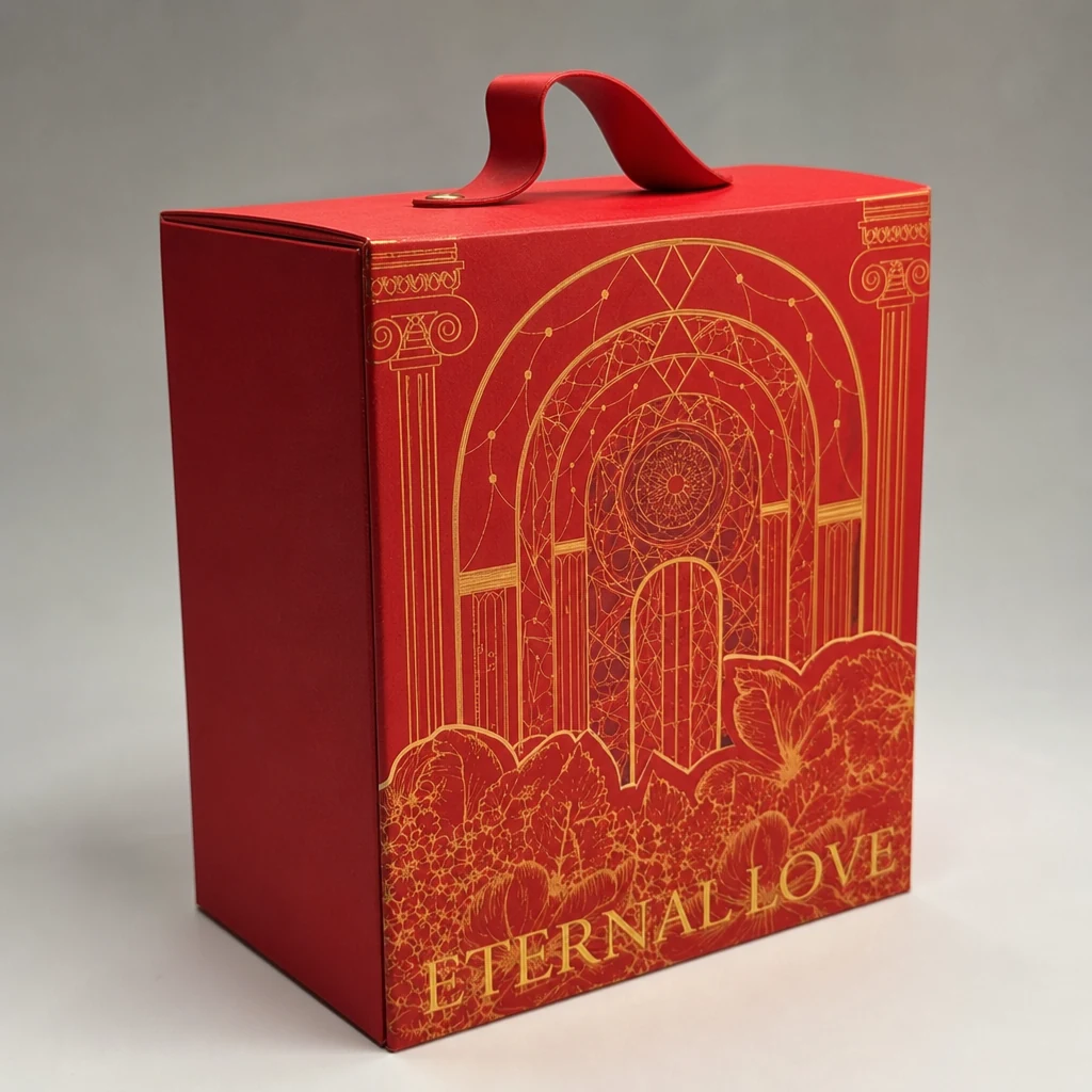 Double sided portable gift box packaging box front angle