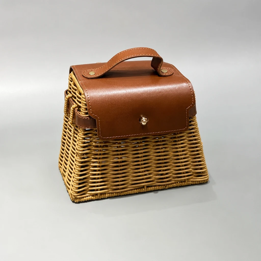 Custom rattan flip-top gift box packaging box top angle