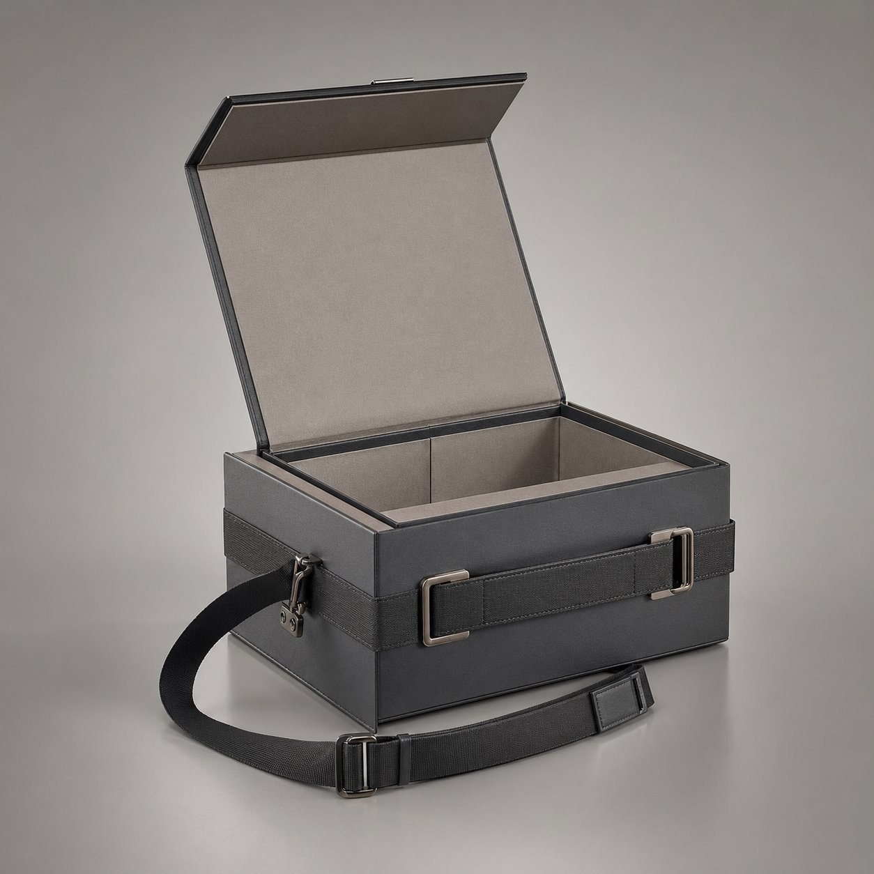 Custom flip-top magnetic gift box with strap packaging feature image showing Secure & Sophisticated: Bound for Greatness