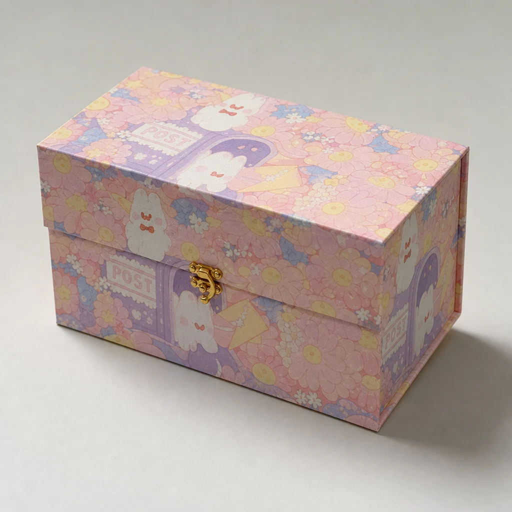 Custom cute flip-top gift box with lock packaging box top angle