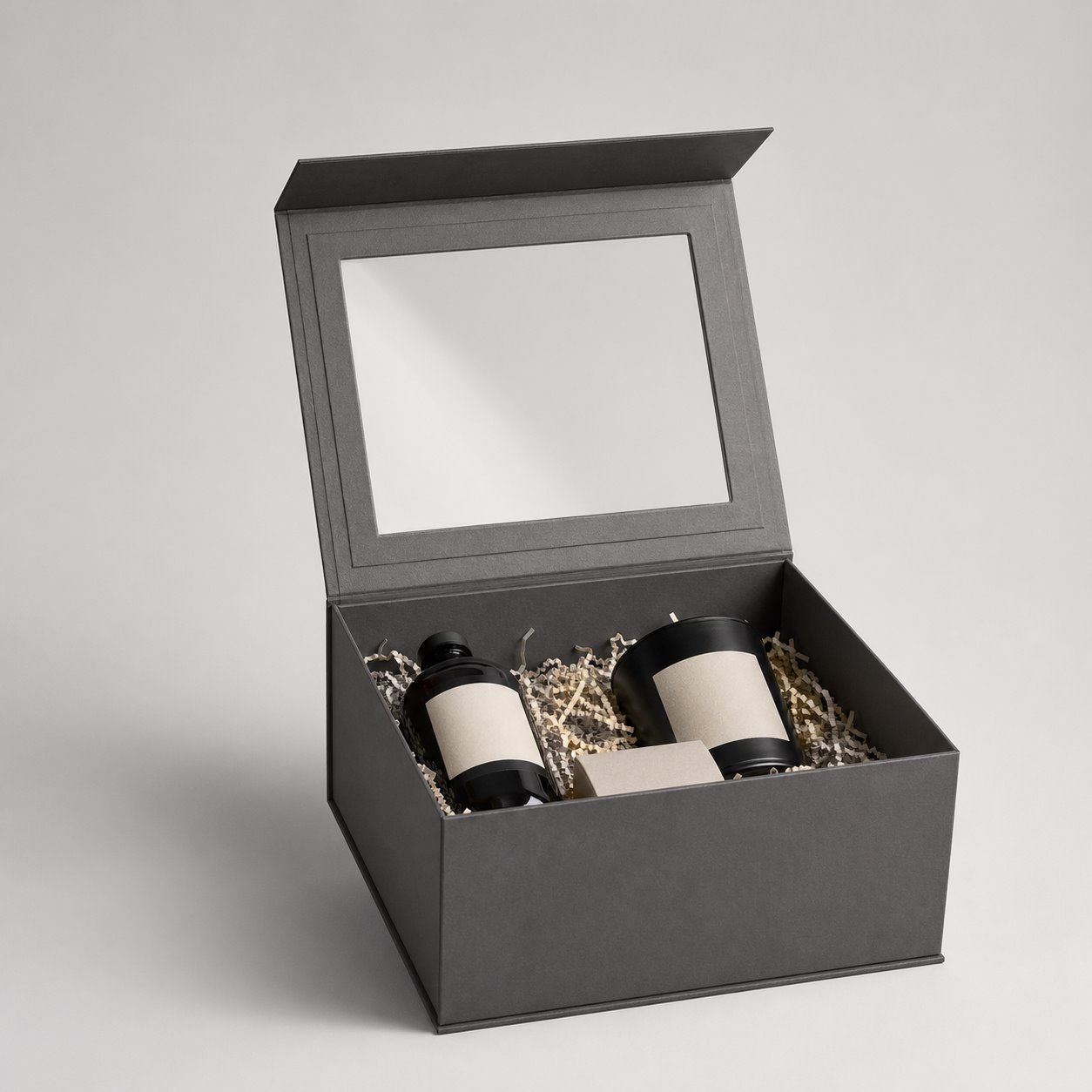 Custom magnetic closure gift box with window packaging feature image showing Visual Connection: Crystal-Clear Viewing Panel