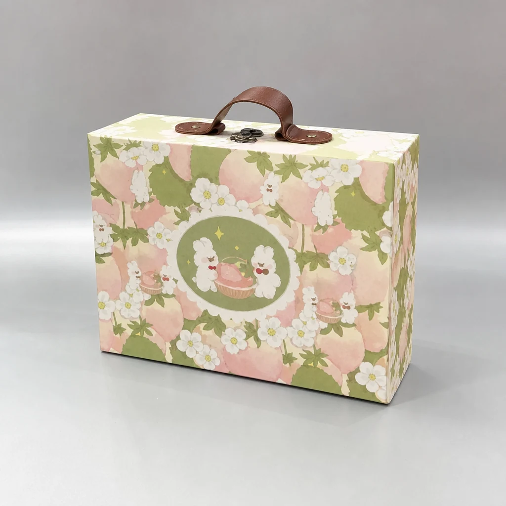 Custom portable flip-top gift box with lock packaging box top angle