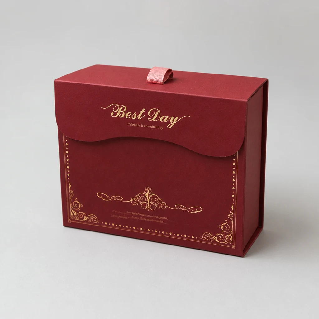 Luxury custom flip top gift box with string packaging box top angle