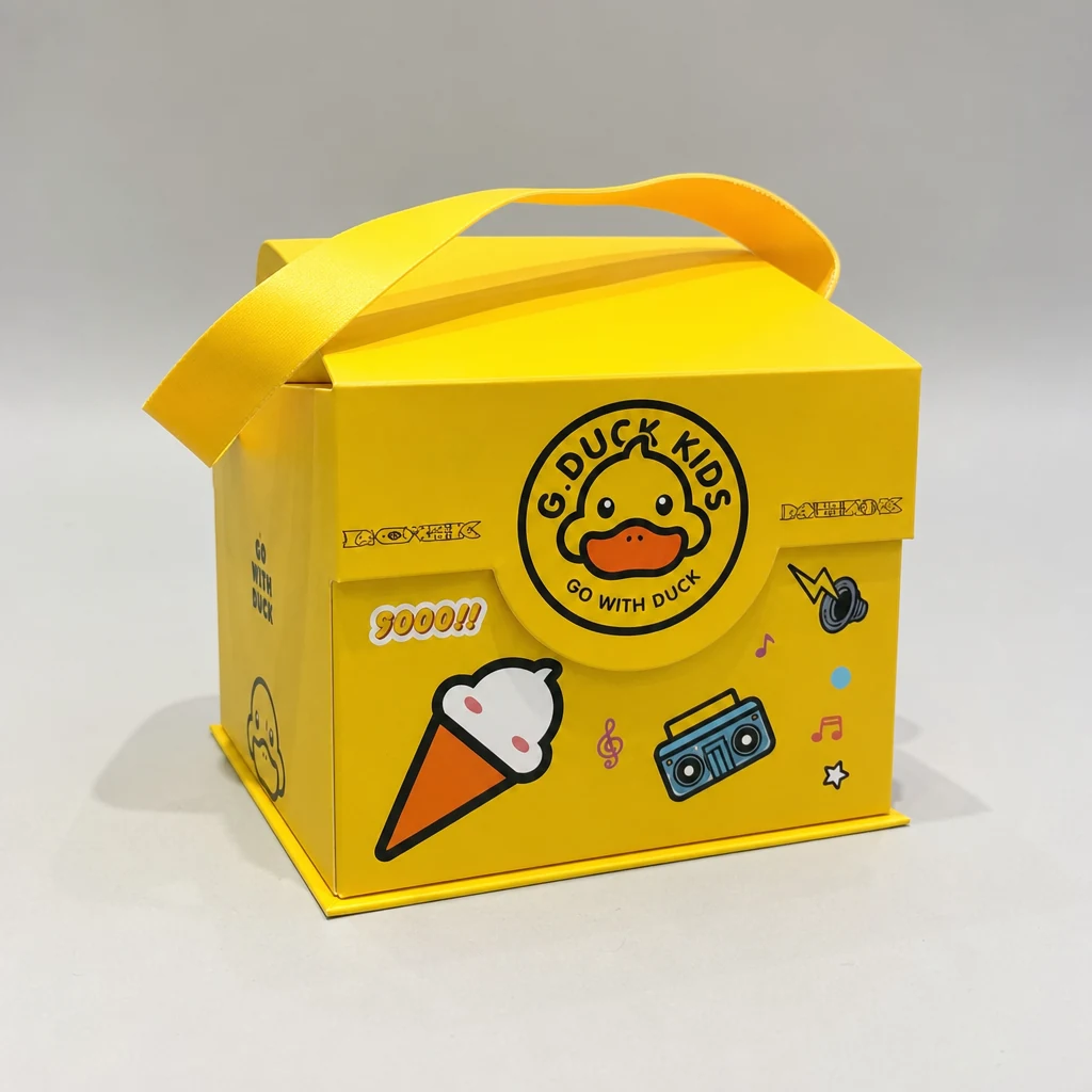 Custom portable magnetic closure gift box packaging box front angle