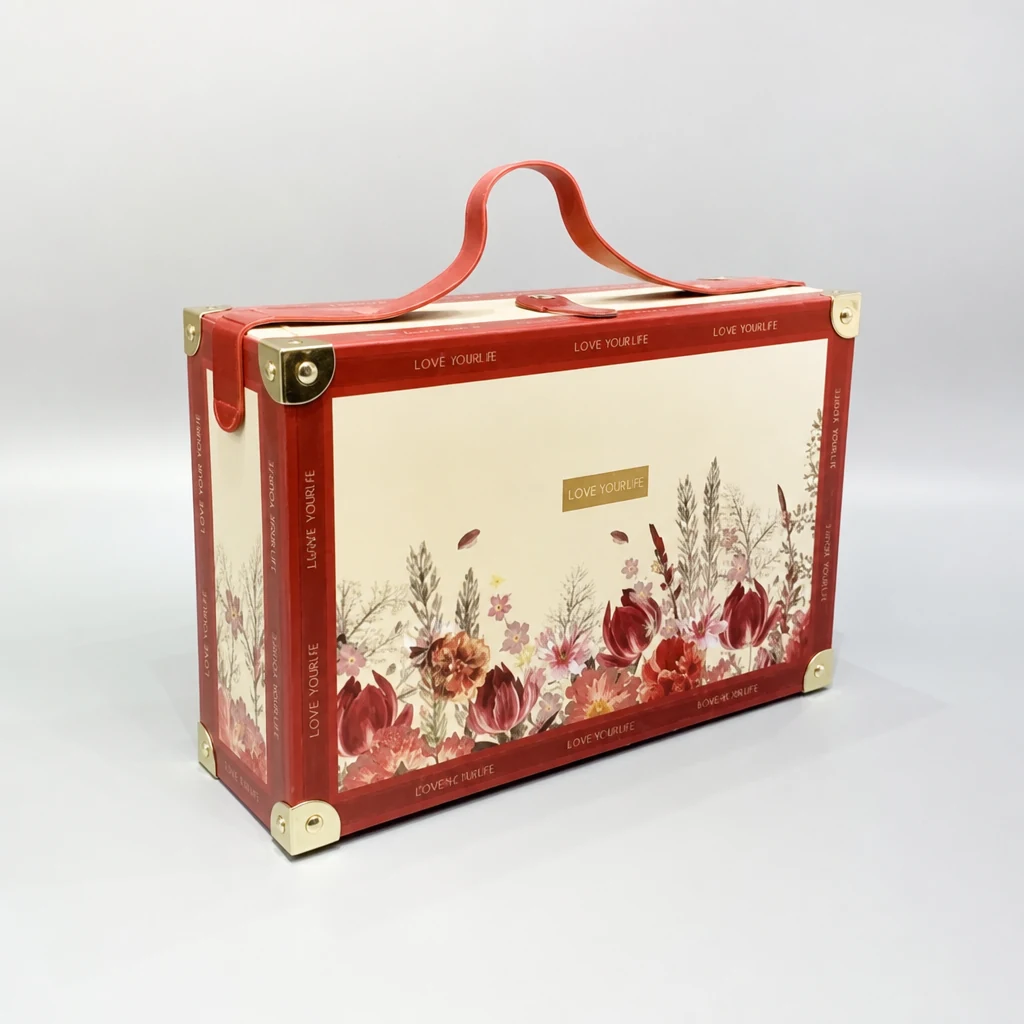 Premium flip top gift box with string & button packaging box front angle