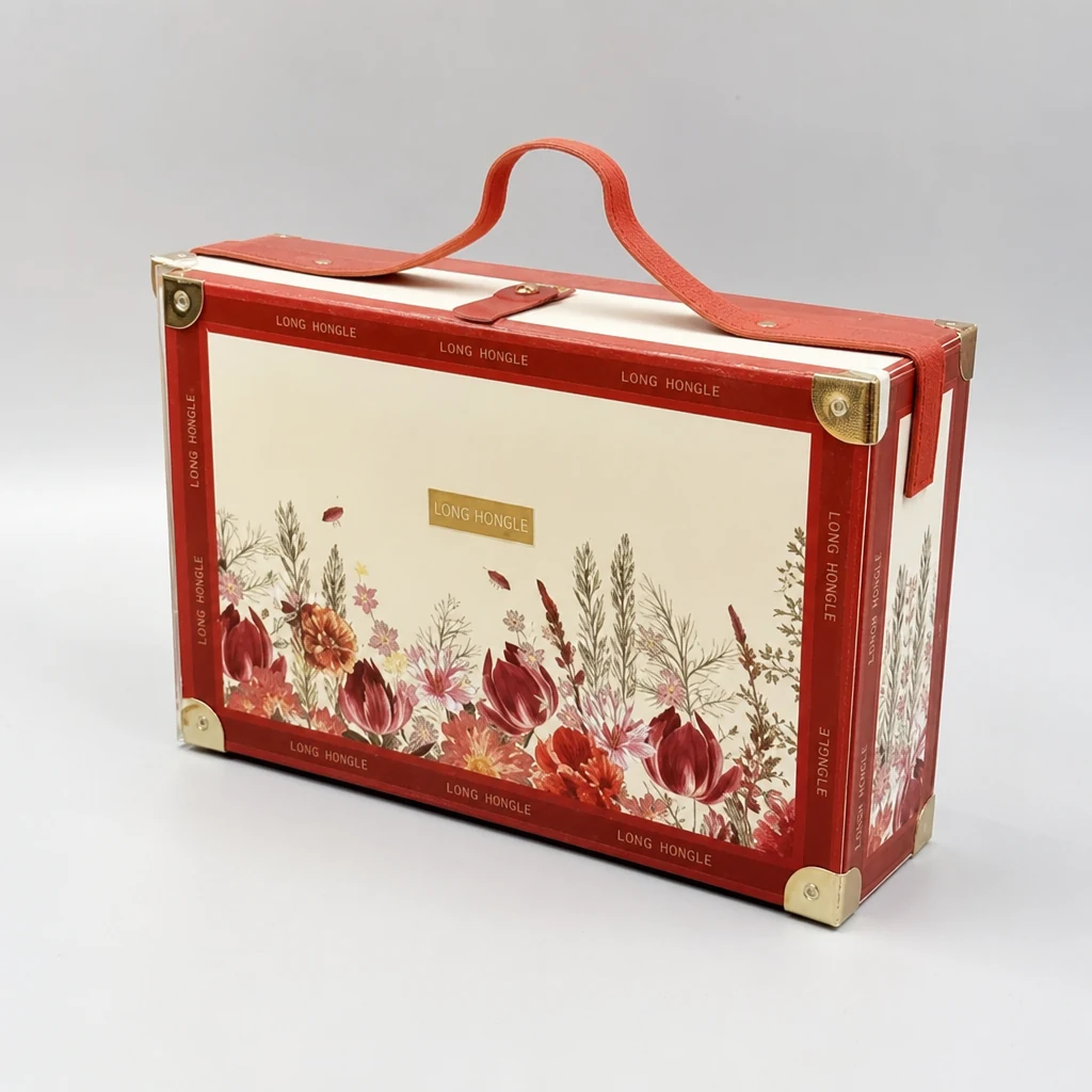 Premium flip top gift box with string & button packaging box top angle