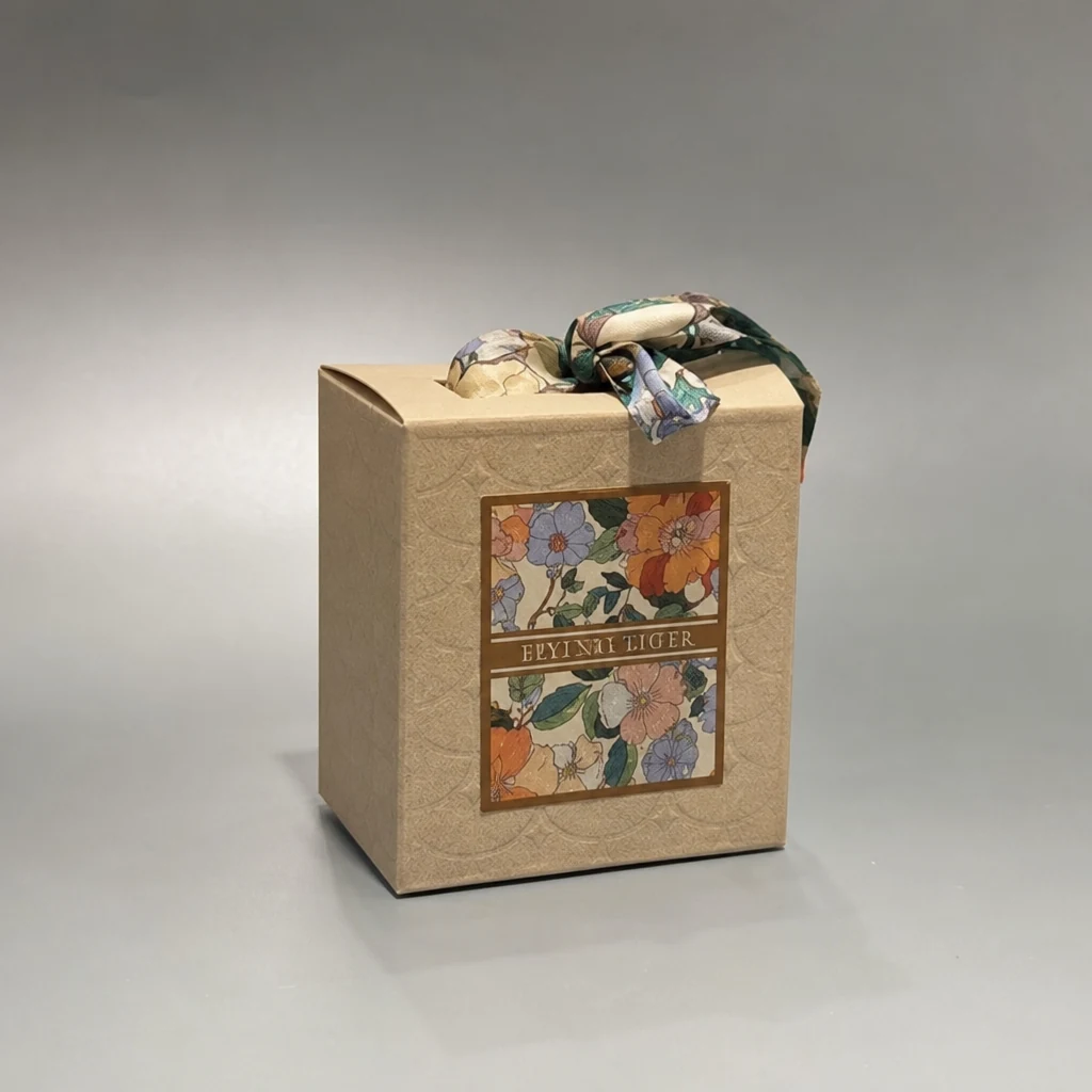 Portable flip top gift box with ribbon packaging box front angle
