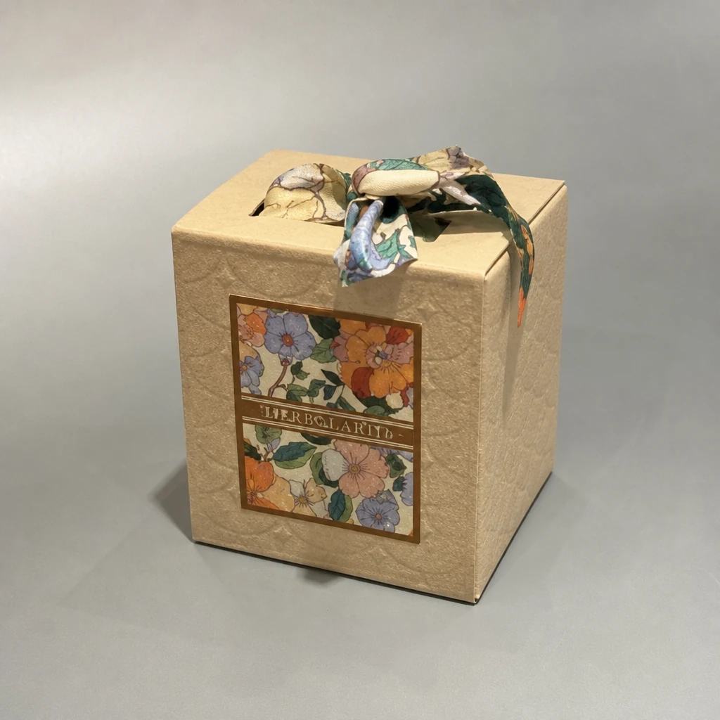 Portable flip top gift box with ribbon packaging box top angle