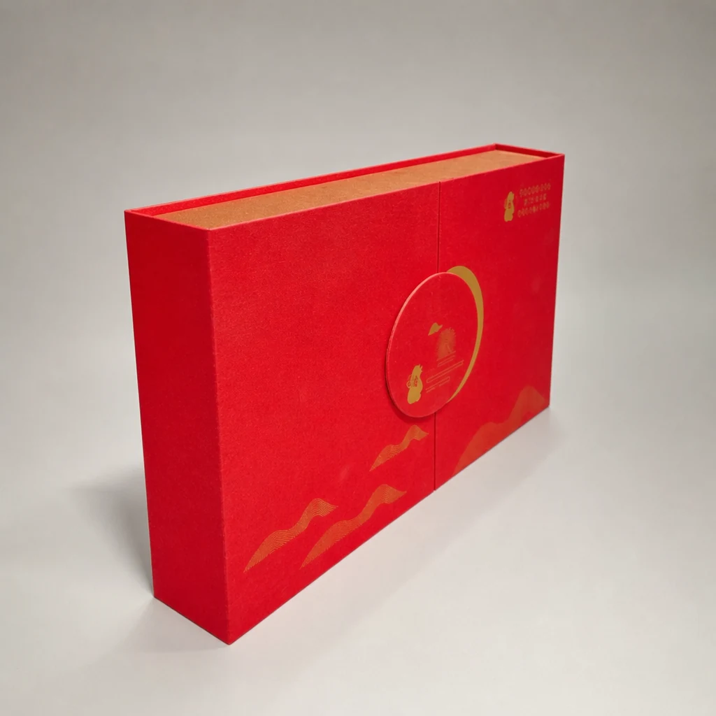 Double sided moon cake box packaging box front angle