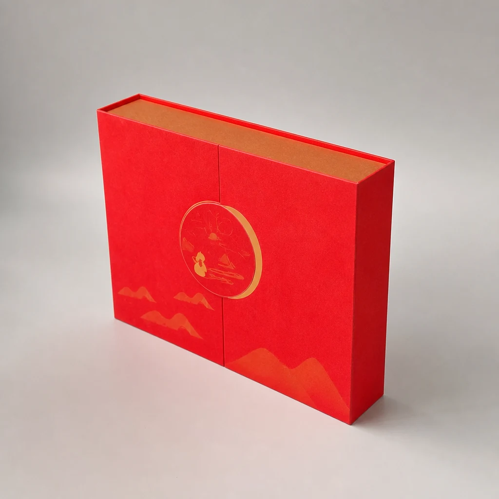 Double sided moon cake box packaging box top angle