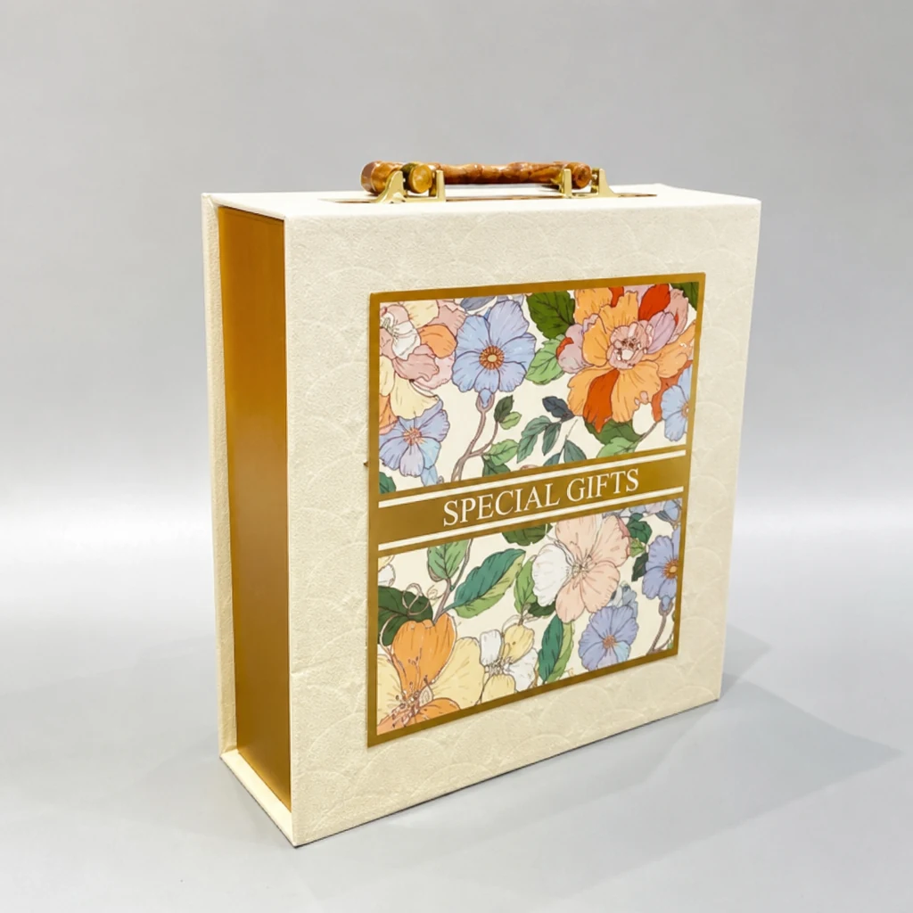 Luxury portable flip top gift Box packaging box front angle