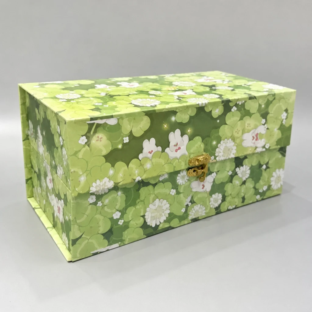 Customized flip-top gift box with lock packaging box front angle
