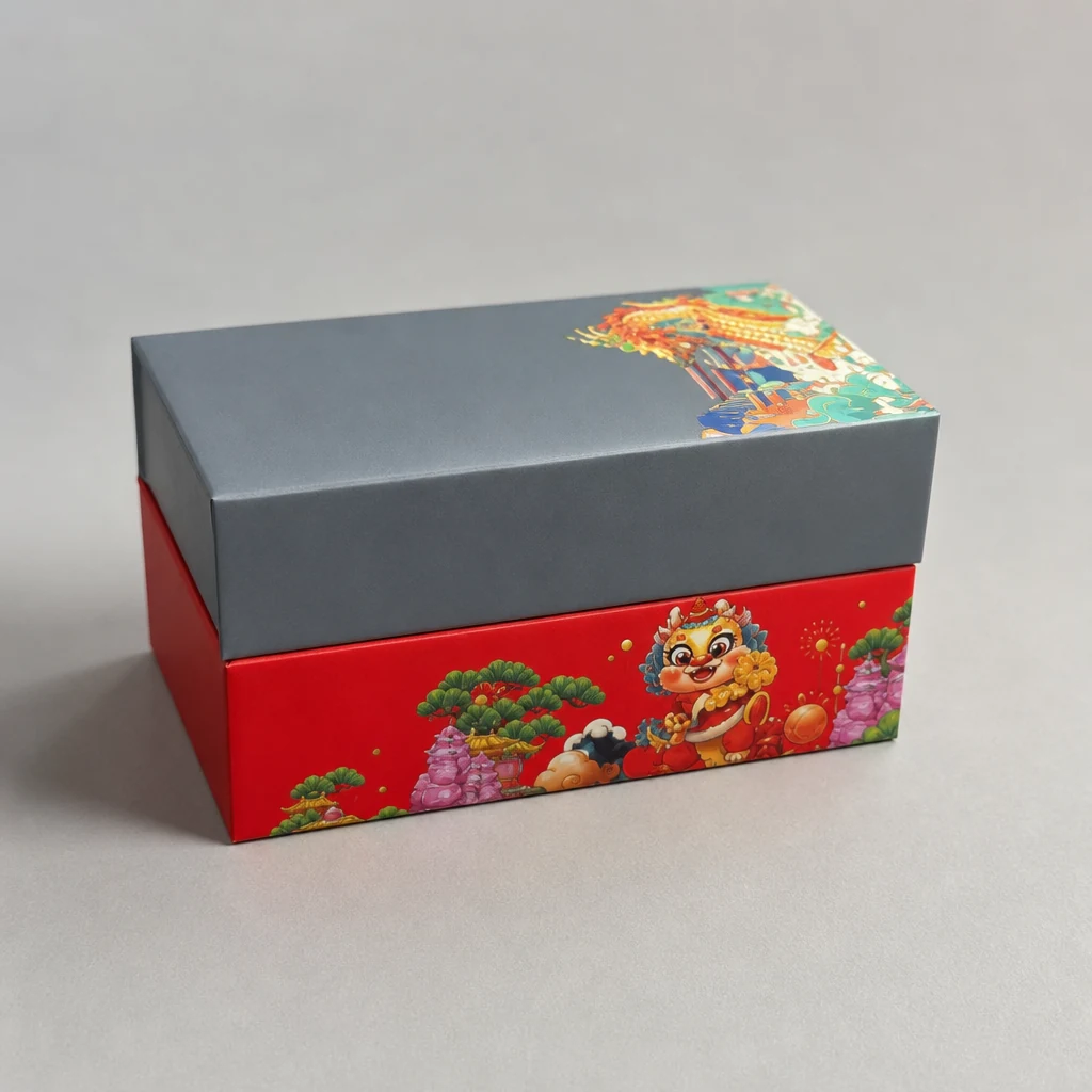 Flip top gift box with insert packaging box front angle