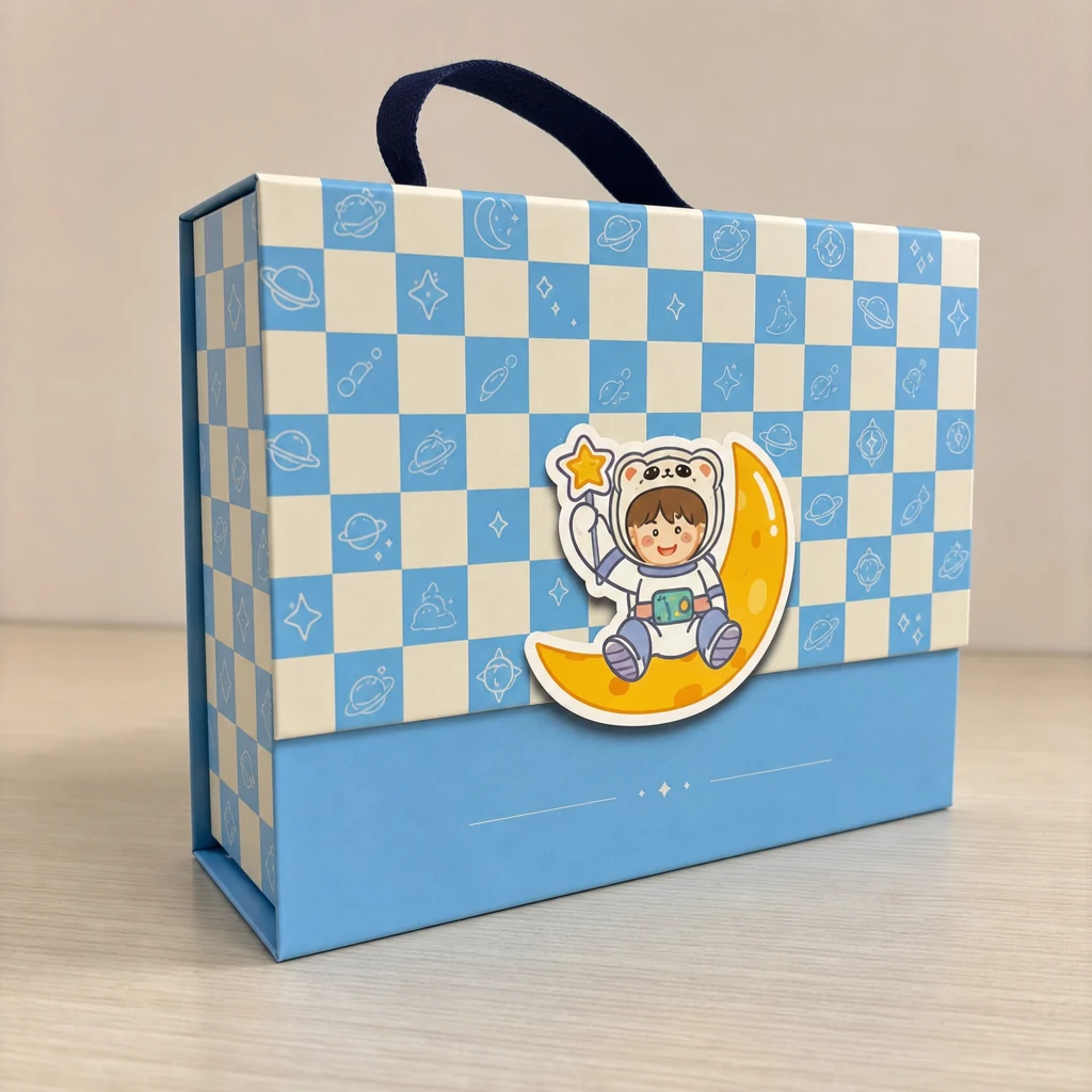 Custom portable flip top gift box packaging box front angle
