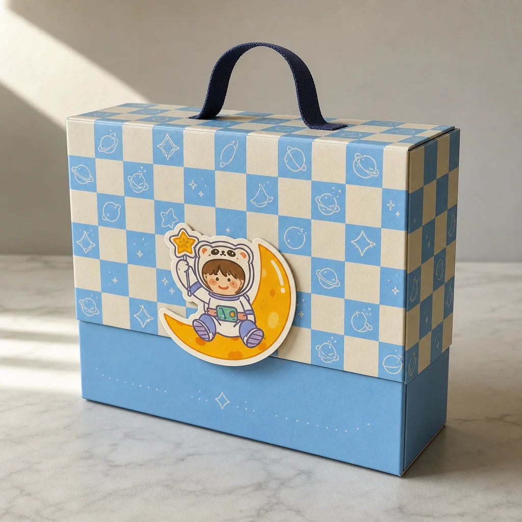 Custom portable flip top gift box packaging box top angle