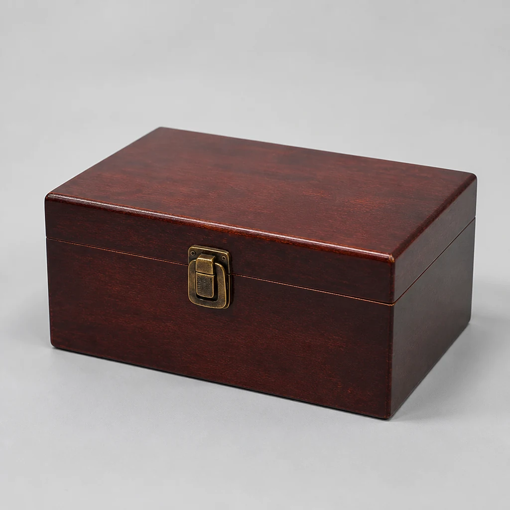 Wooden hinged lid box packaging box top angle
