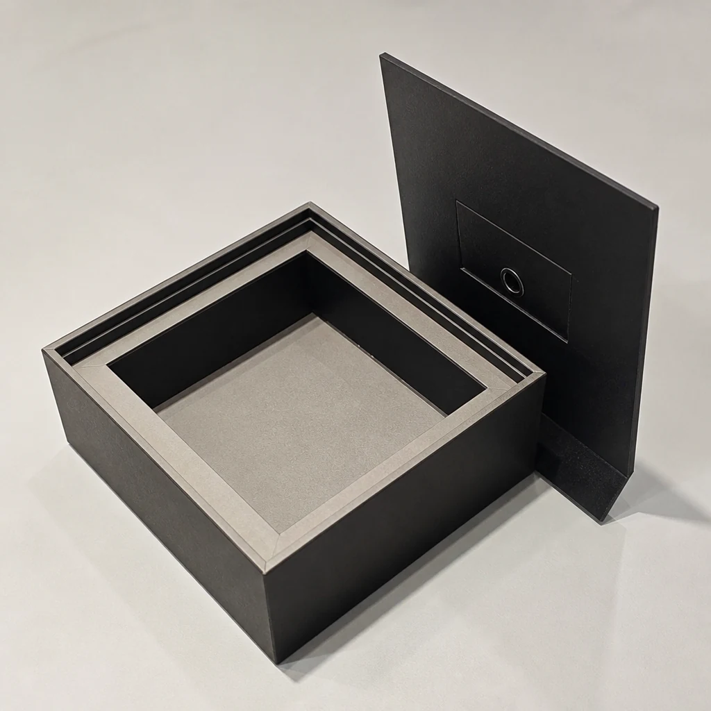 High-end dark telescope clothing box packaging box top angle