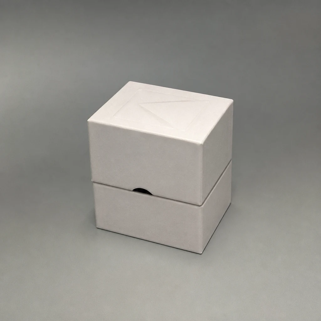 Custom lift-off lid hearing aid box packaging box top angle