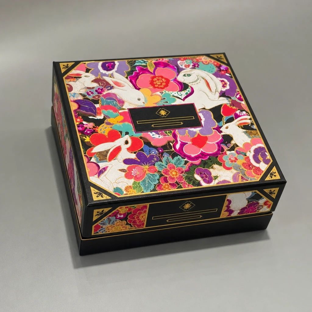 Custom lift-off lid mooncake box packaging box front angle