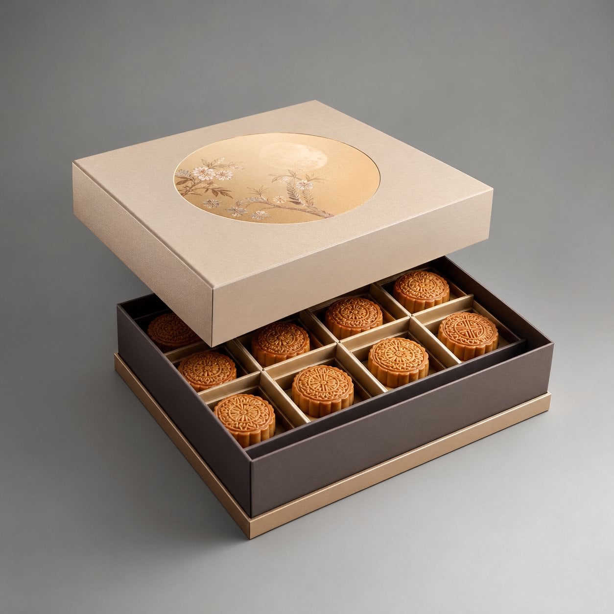 Custom lift-off lid mooncake box packaging feature image showing Shared Moments: Sturdy Multi-Cell Protection