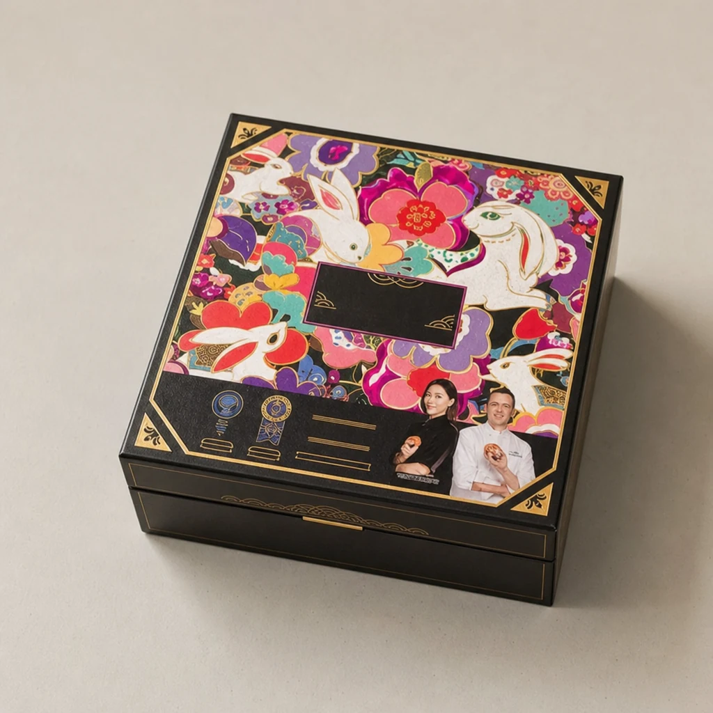 Custom lift-off lid mooncake box packaging box top angle