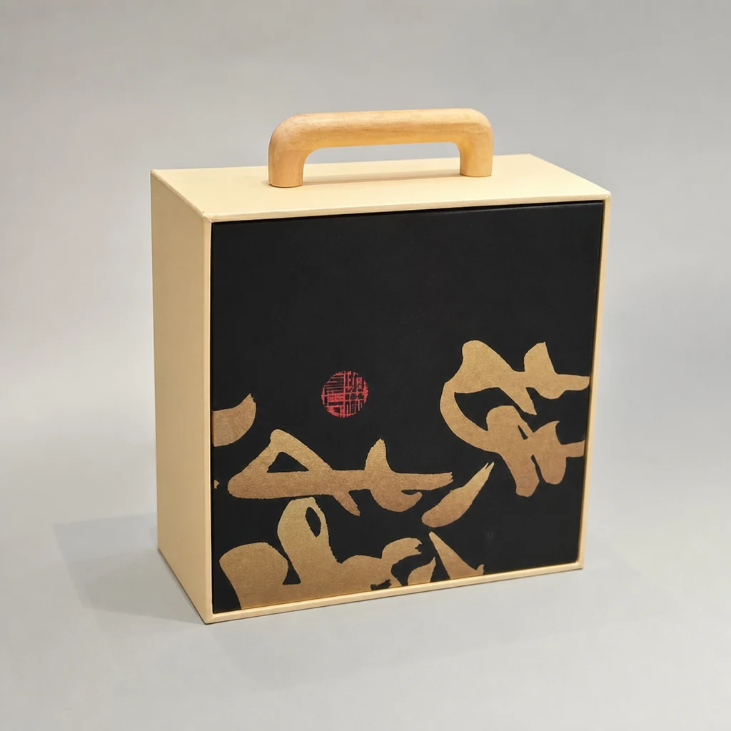 Custom pattern portable lift-off lid gift box packaging box front angle