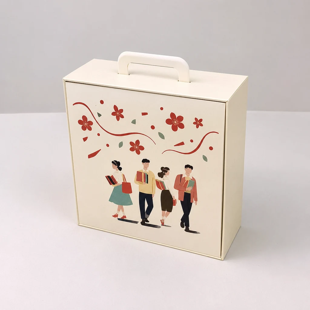 Custom pattern portable lift-off lid boxes packaging box top angle