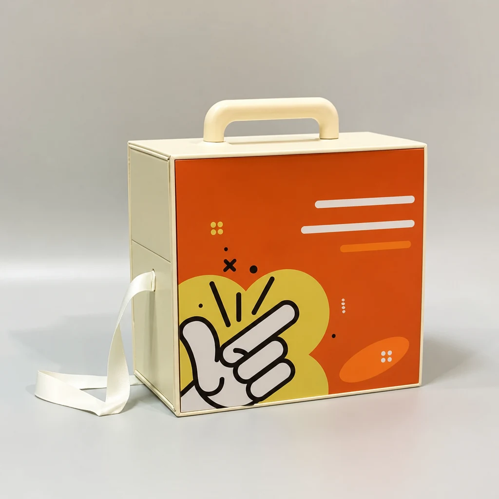 Custom portable lift-off lid boxes packaging box front angle