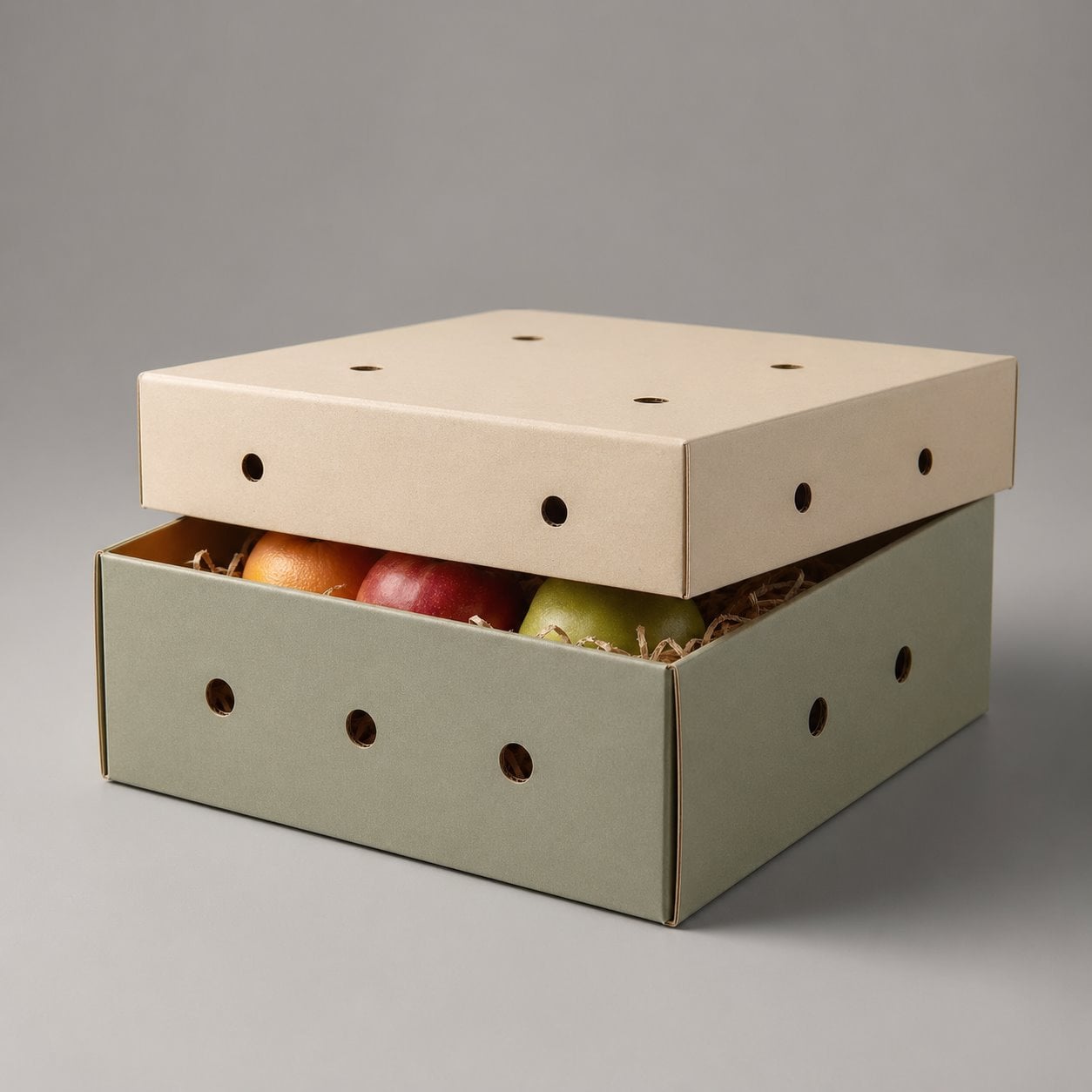 Custom lift-off lid fruit box packaging feature image showing Organic Safety: Breathable & Strong Design