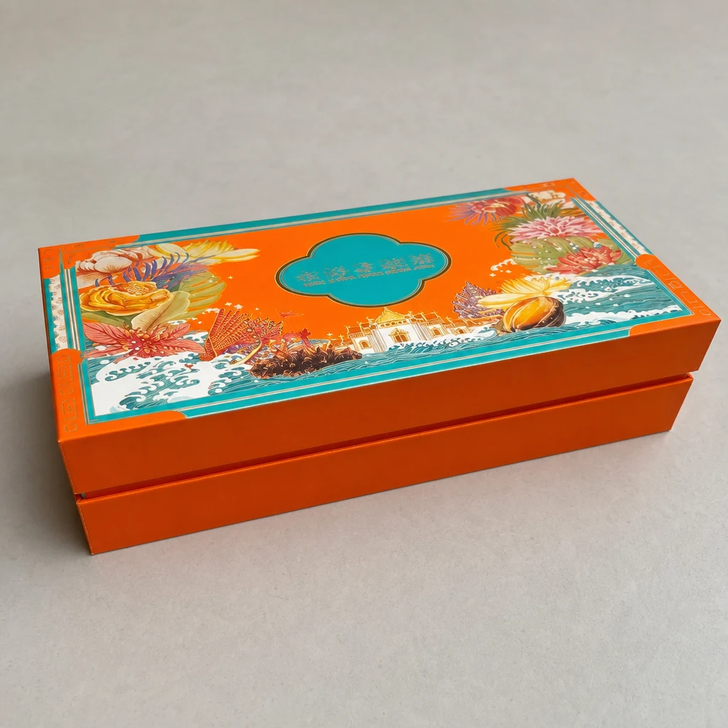 Custom shoulder neck food box packaging box front angle