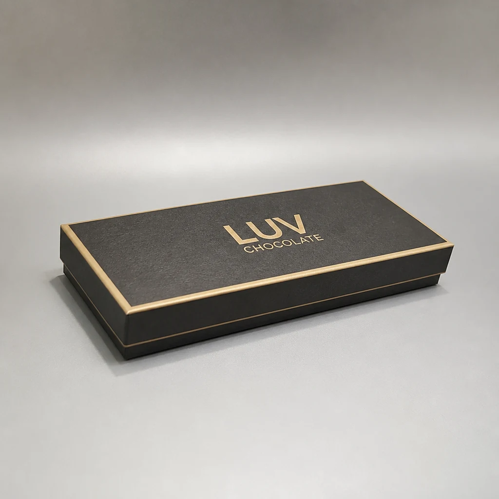 Custom lift-off lid chocolate box packaging box front angle