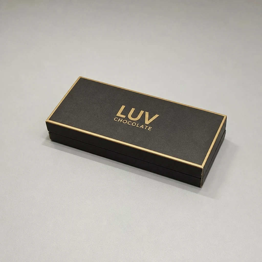 Custom lift-off lid chocolate box packaging box top angle