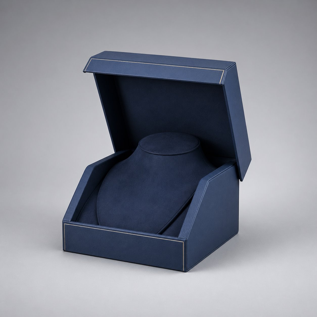 Customized blue neck gift box packaging feature image showing Sharp Identity: Clean Lines, Solid Feel