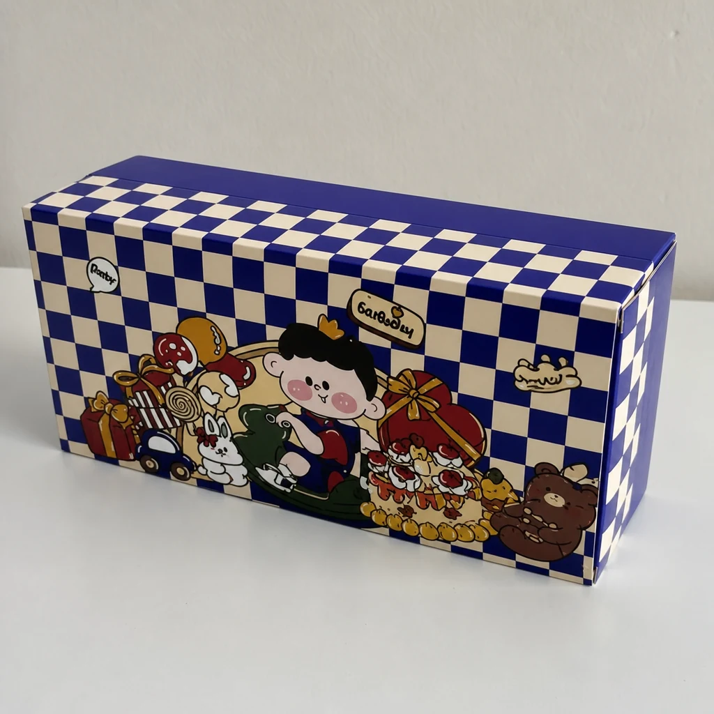 Customized blue neck gift box packaging box top angle