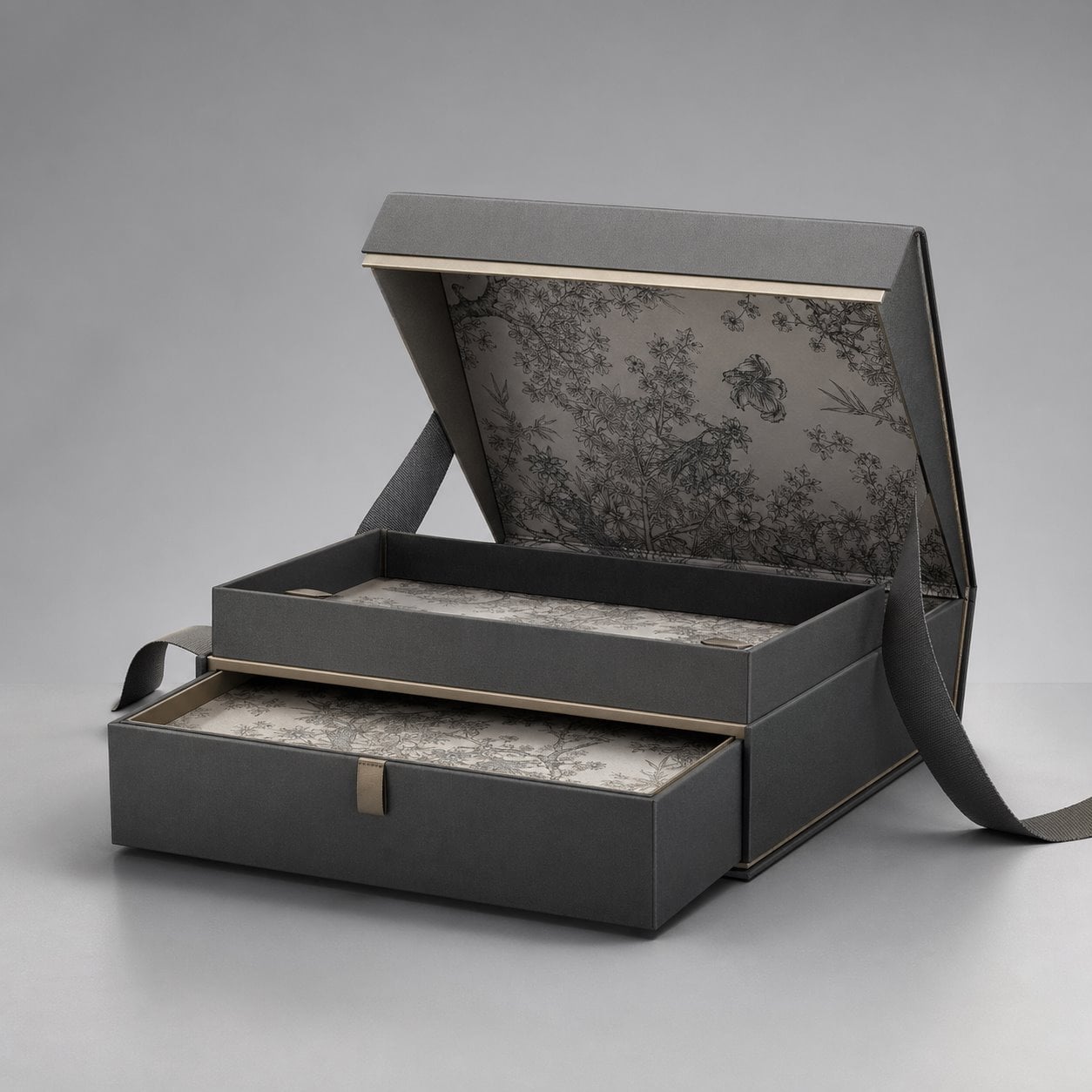 Custom pattern shoulder neck gift box packaging feature image showing Depth & Detail: A Structured Surprise