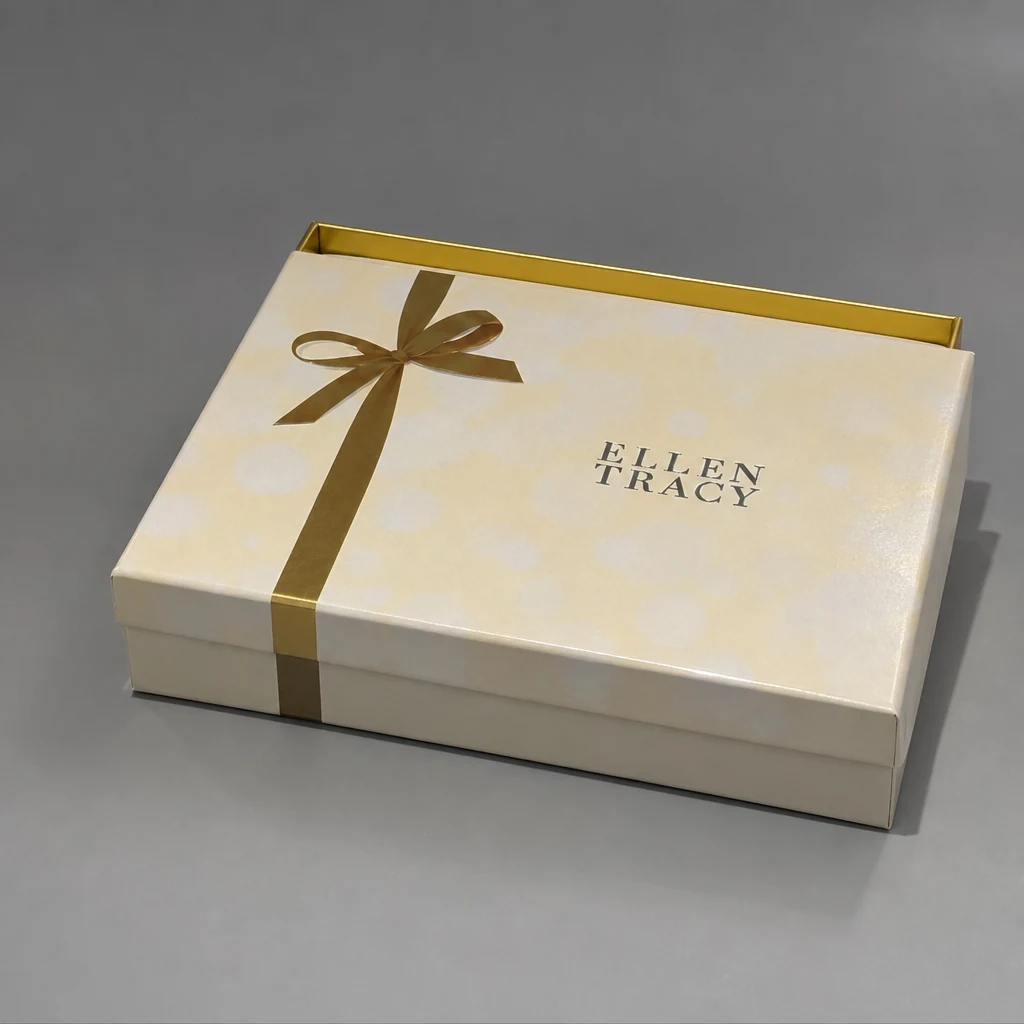 Custom lift-off lid box with ribbon packaging box top angle