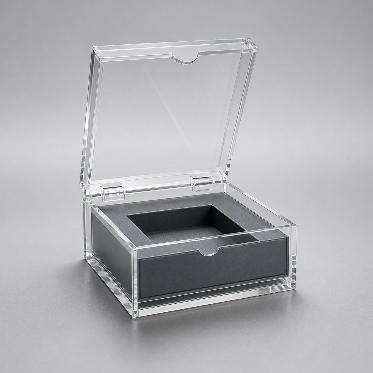 Custom acrylic flip top box packaging feature image showing Crystal Clarity: Modern & Minimalist Display