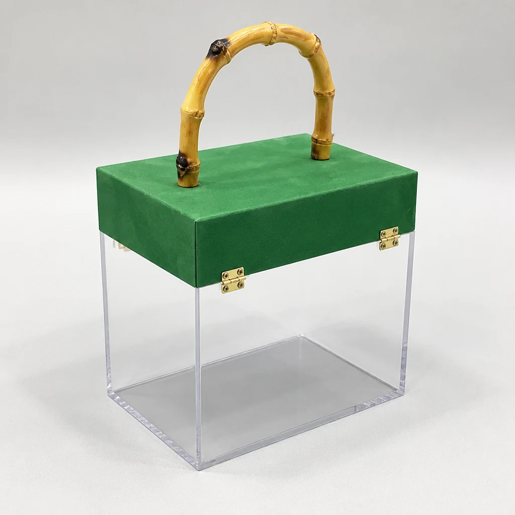 Custom acrylic flip top box packaging box top angle