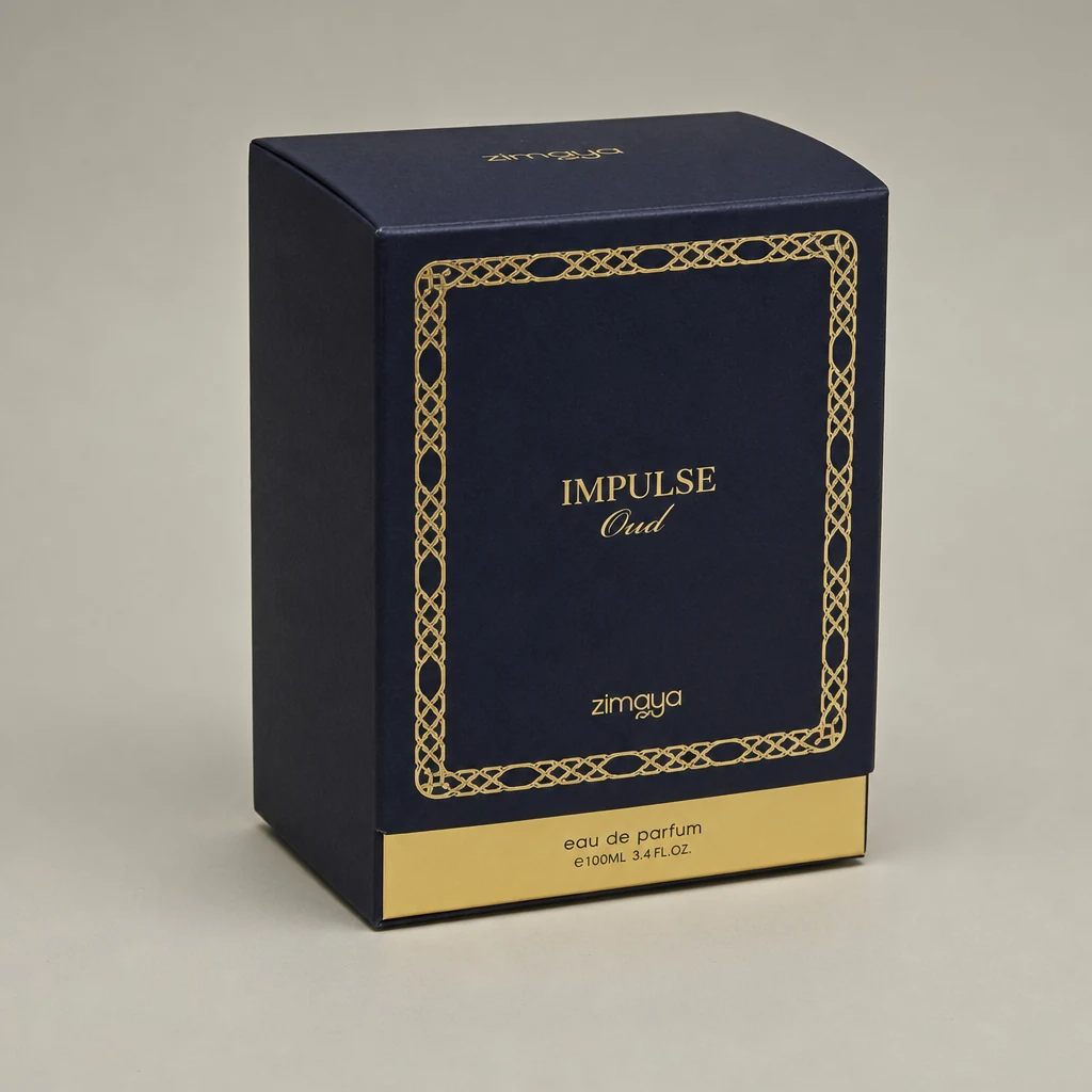 Handmade gold stamping perfume box packaging box front angle