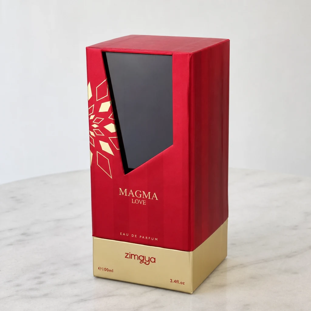 Handmade window patching perfume box packaging box top angle