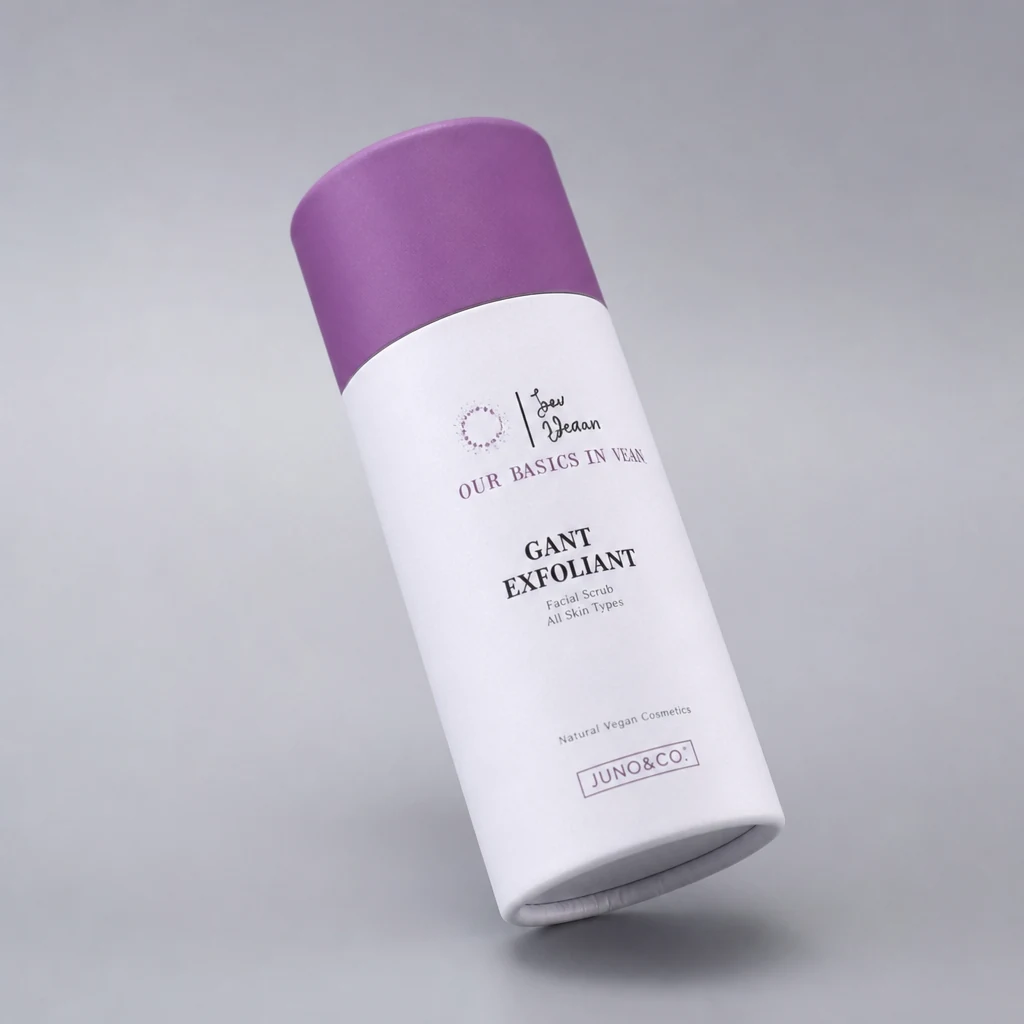 Handmade cylinder cosmetic box packaging box front angle