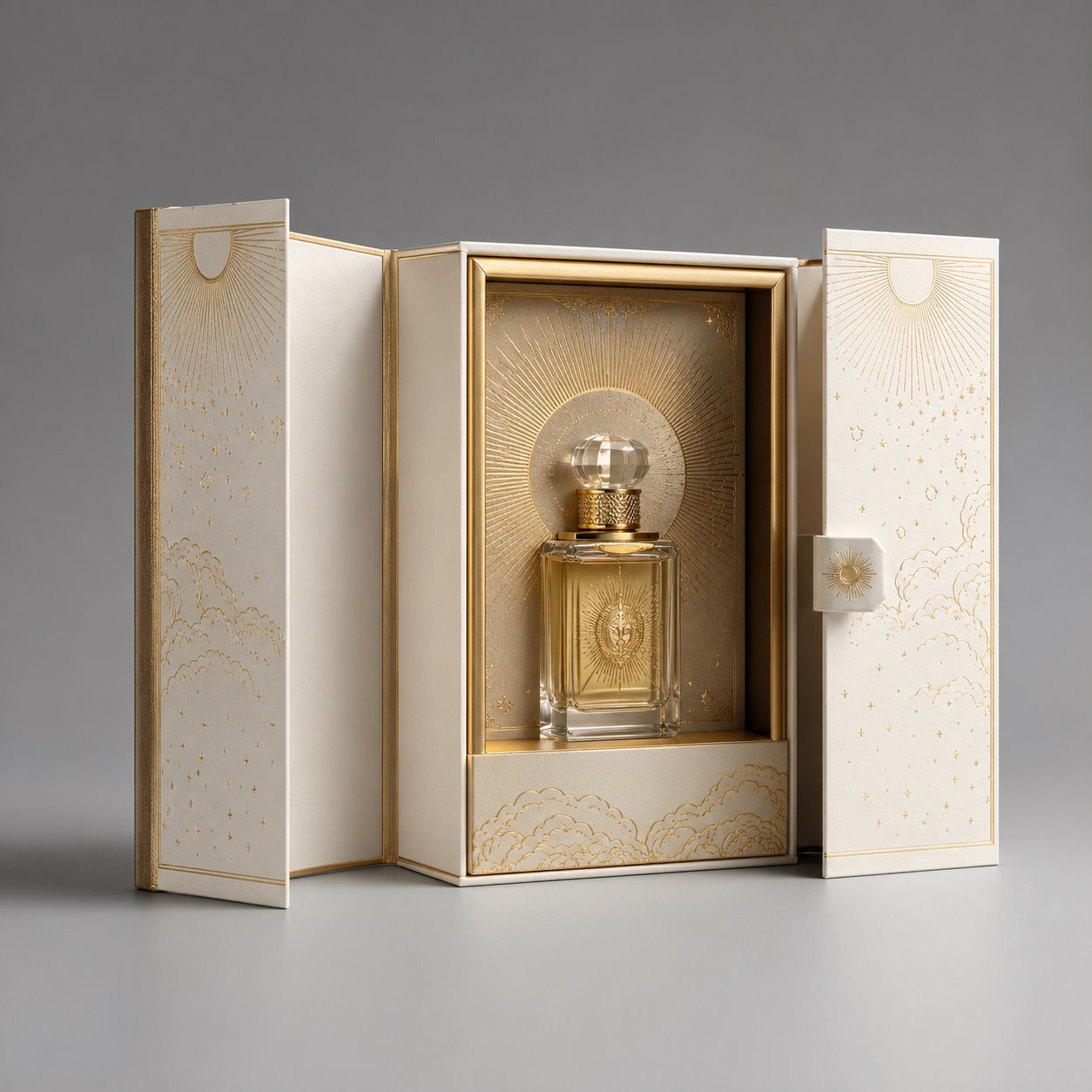 Handmade foil stamping perfume box packaging feature image showing Golden Scented Dreams: A Prestigious Home for Aromas