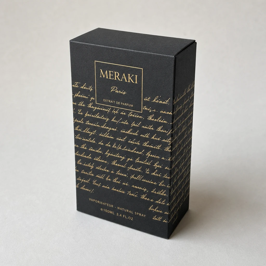 Handmade foil stamping perfume box packaging box top angle