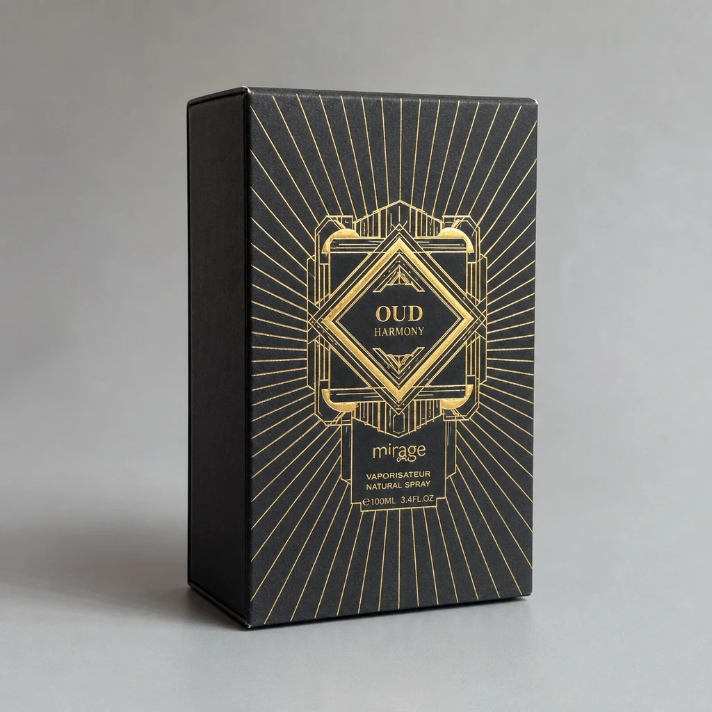 Handmade foil stamping lid and base box packaging box front angle