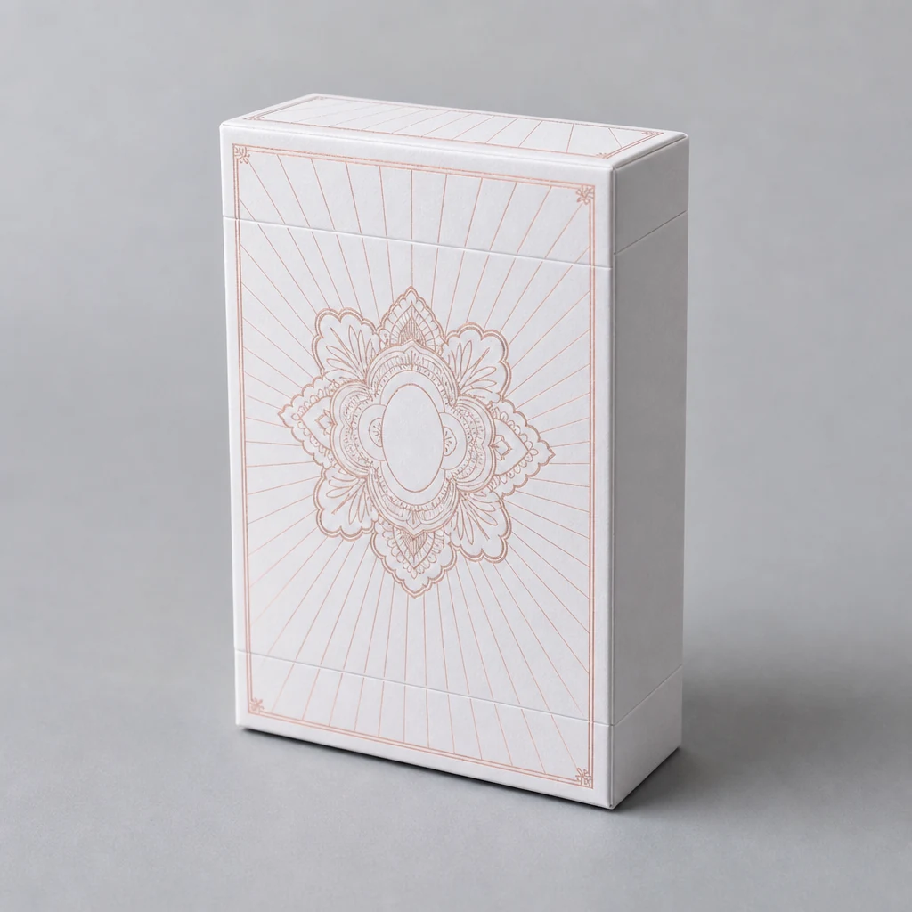 Handmade foil stamping lid and base box packaging box top angle