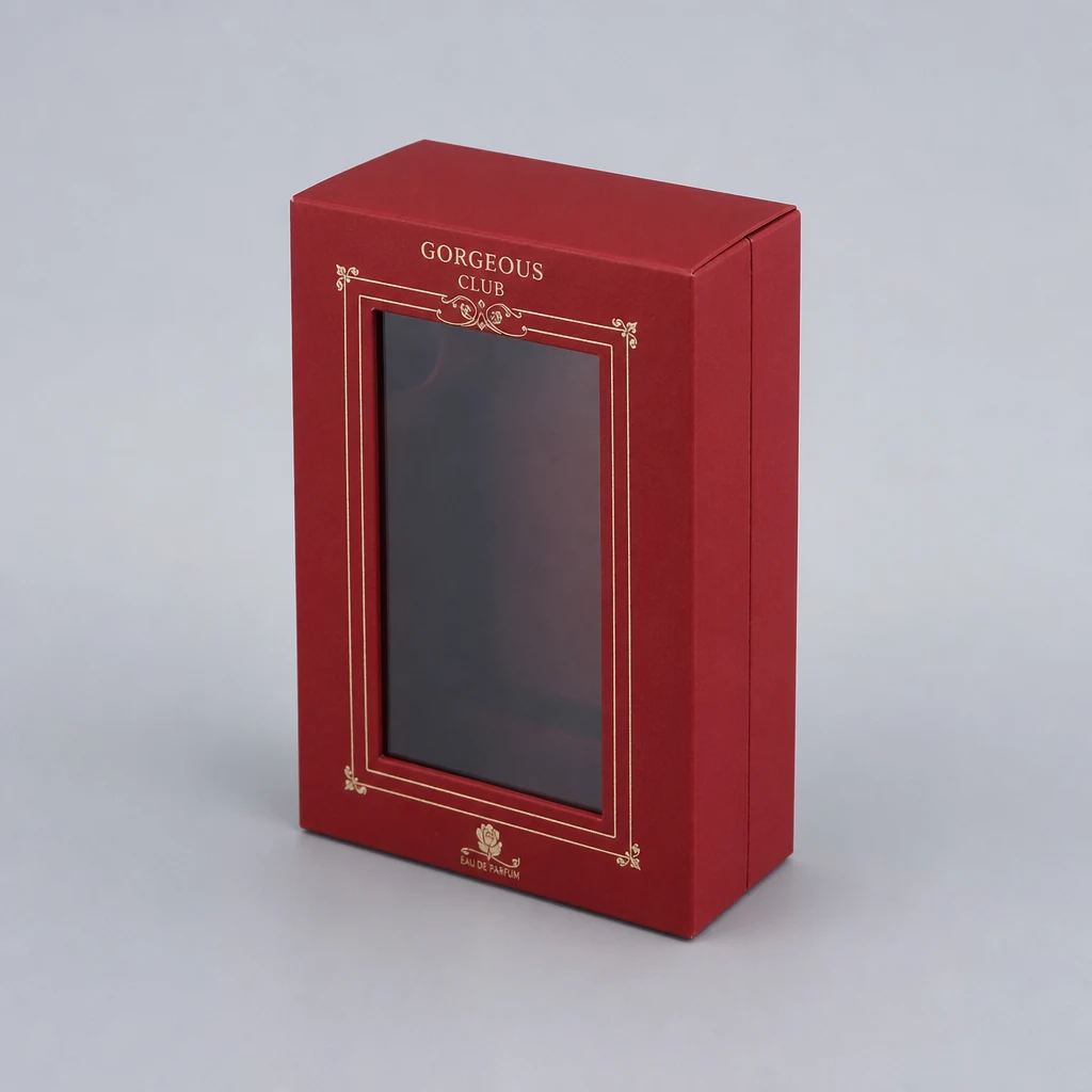 Handmade window patching perfume box packaging box top angle
