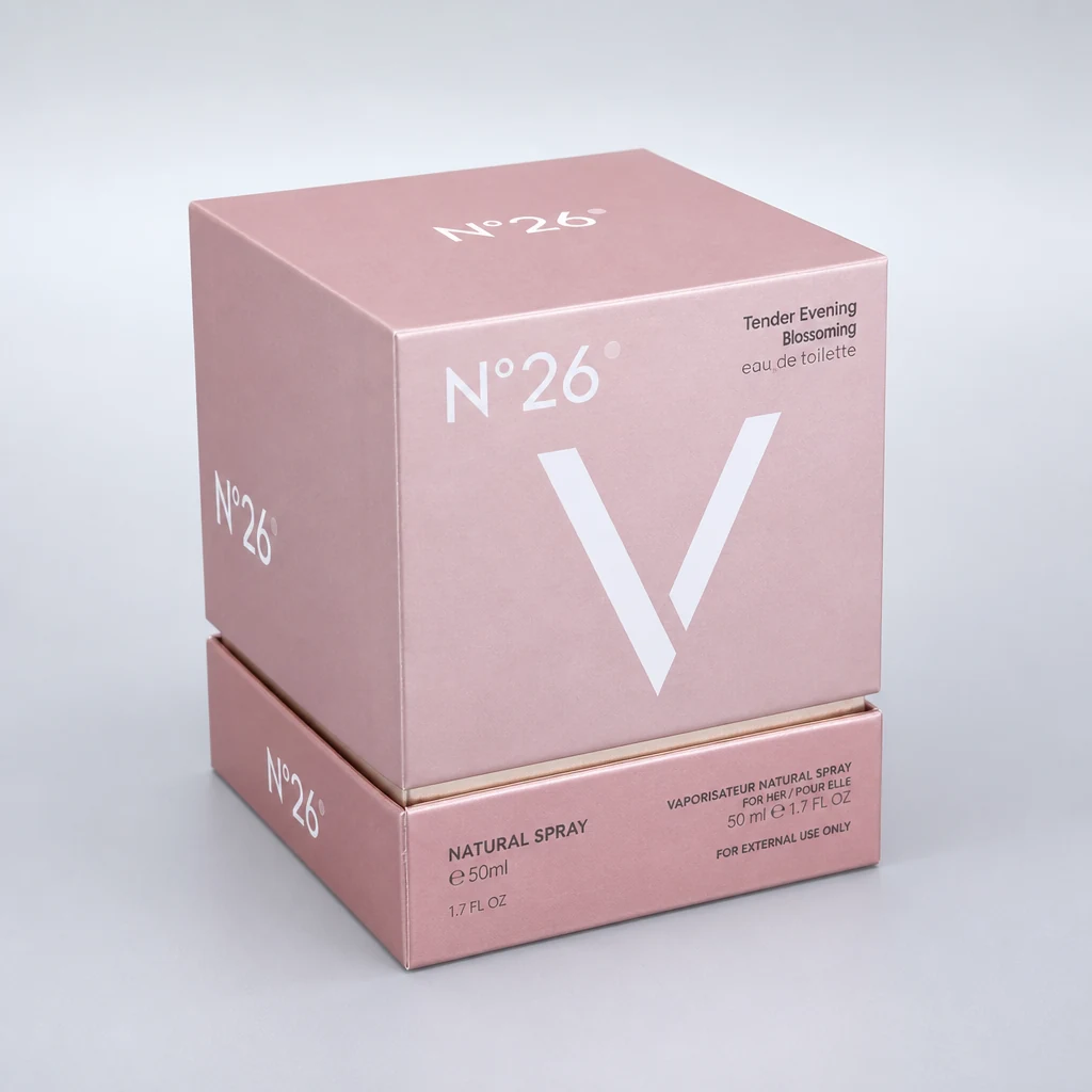 Handmade UV printing perfume box packaging box front angle